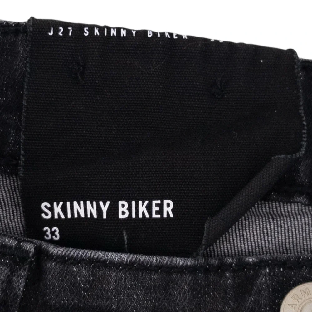 NWT Armani Exchange Mens 33x31 Black J27 Skinny Biker Moto‎ Jeans Stretch Denim